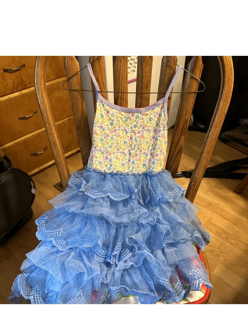 Matilda Jane Make A Wish Brilliant Daydream Floral Blue Ruffle Tutu Dress 6